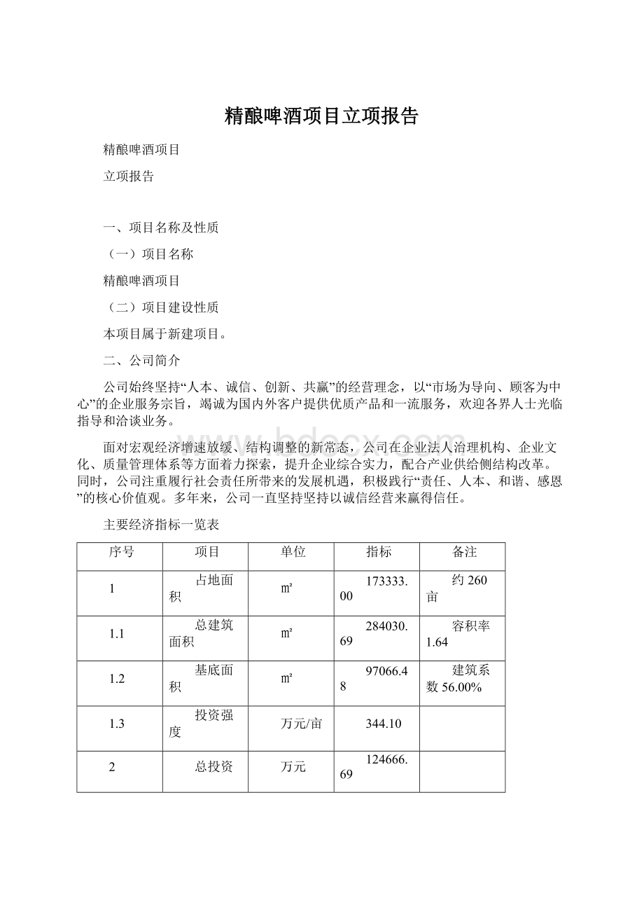 精酿啤酒项目立项报告Word文档下载推荐.docx_第1页