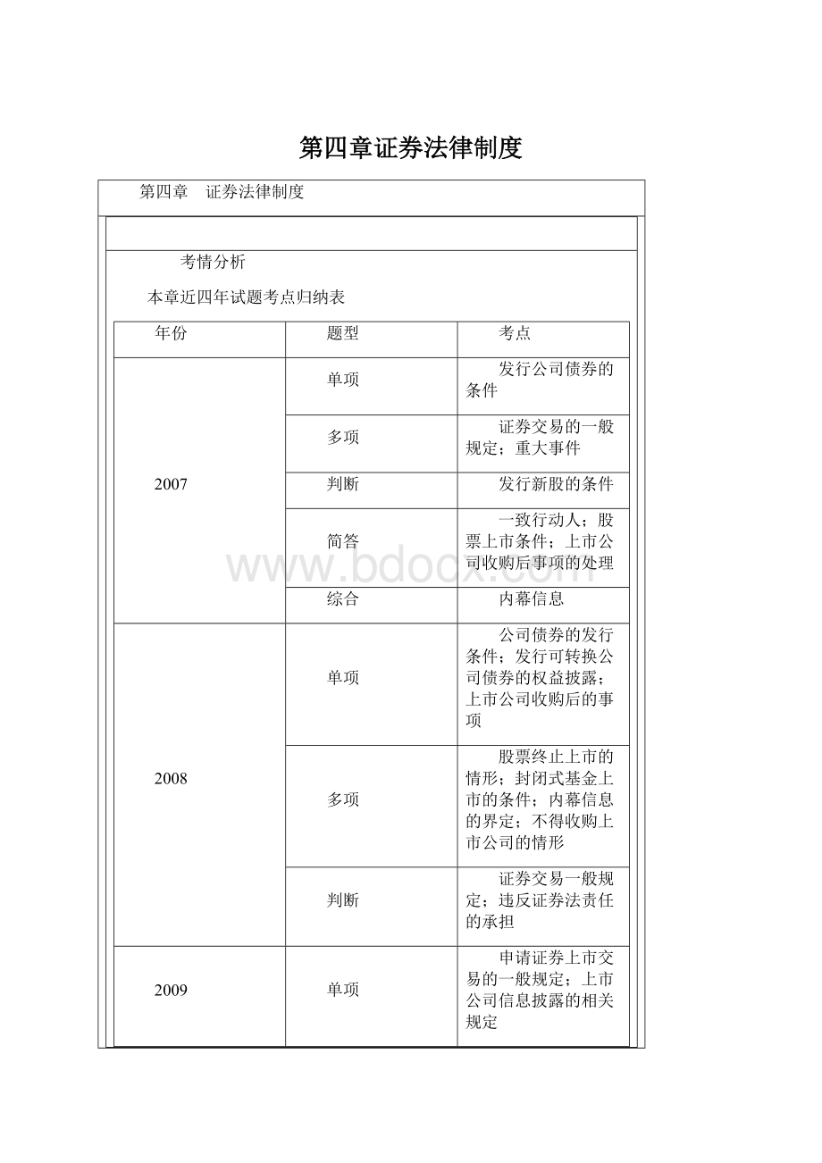 第四章证券法律制度Word文档下载推荐.docx