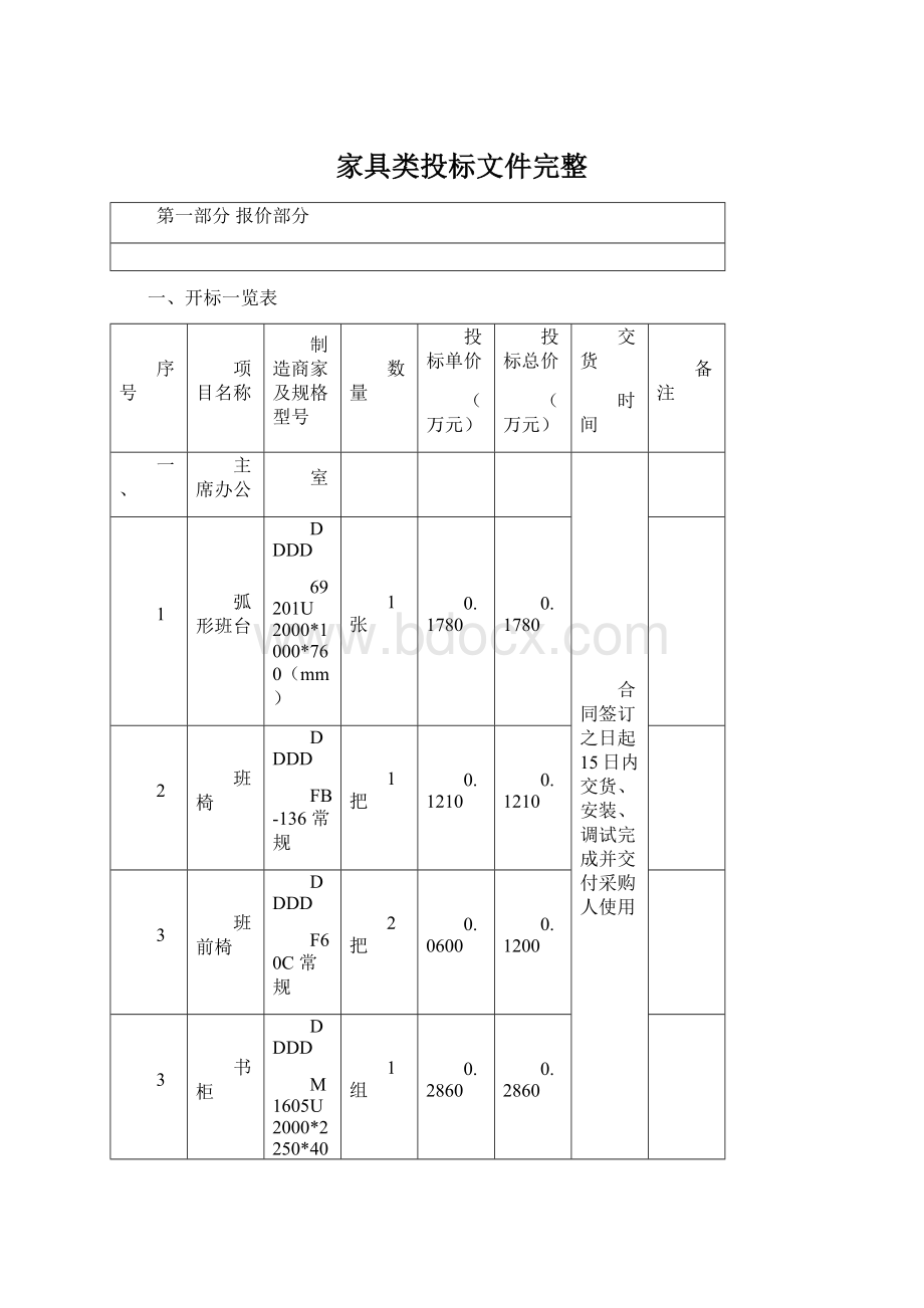 家具类投标文件完整.docx