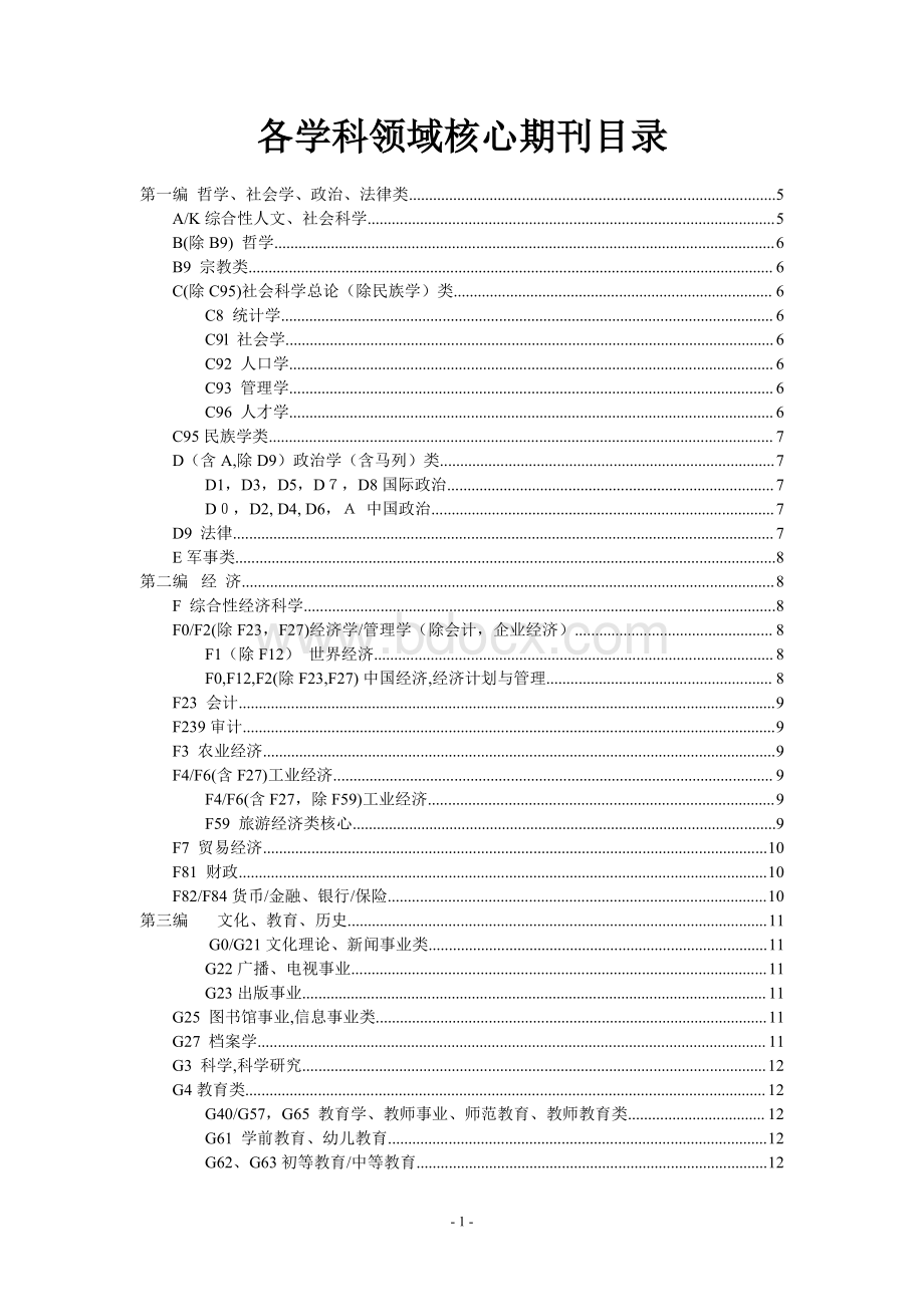 各学科领域核心期刊目录.pdf