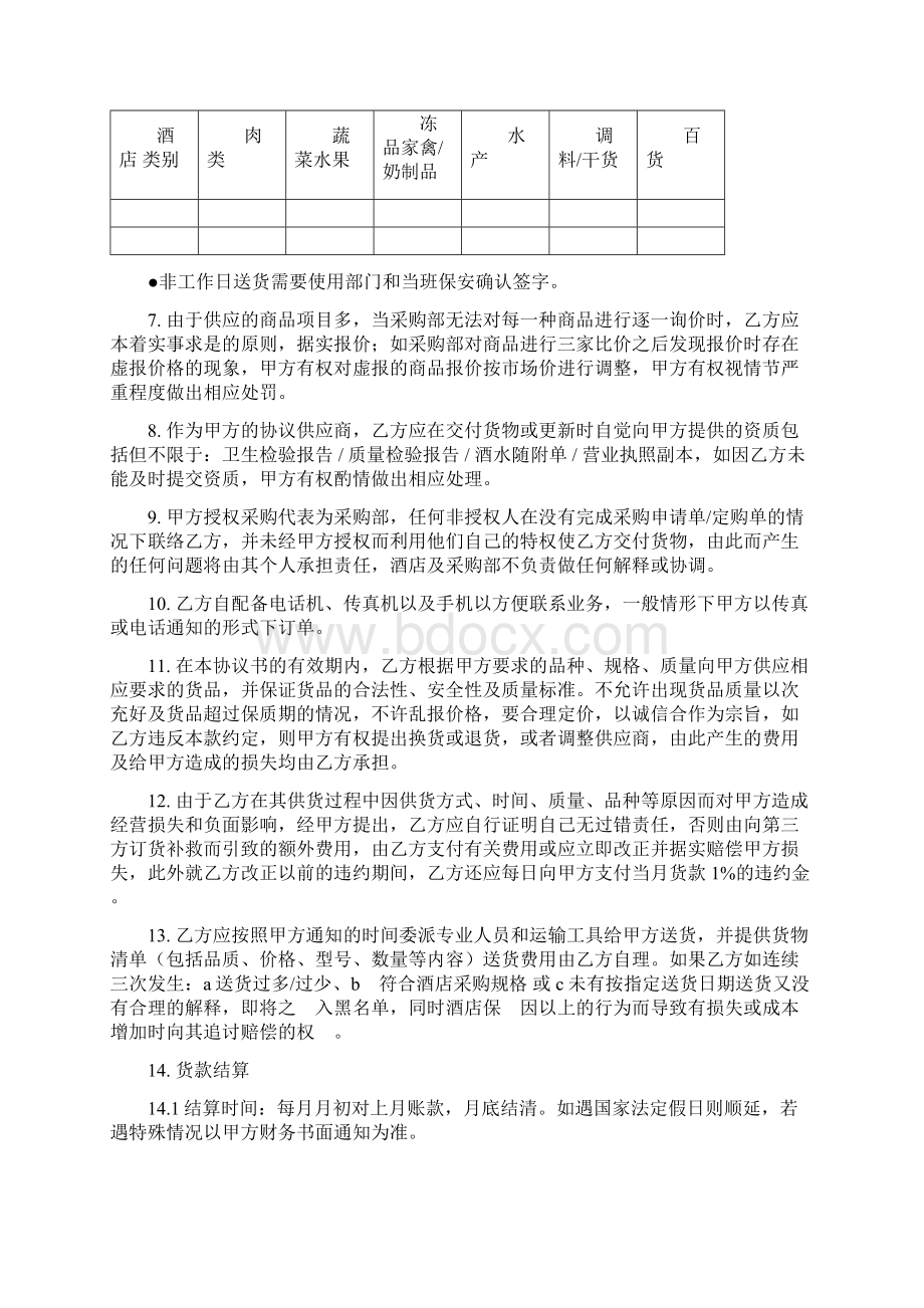 酒店货品供应合作协议样本Word文档下载推荐.docx_第2页