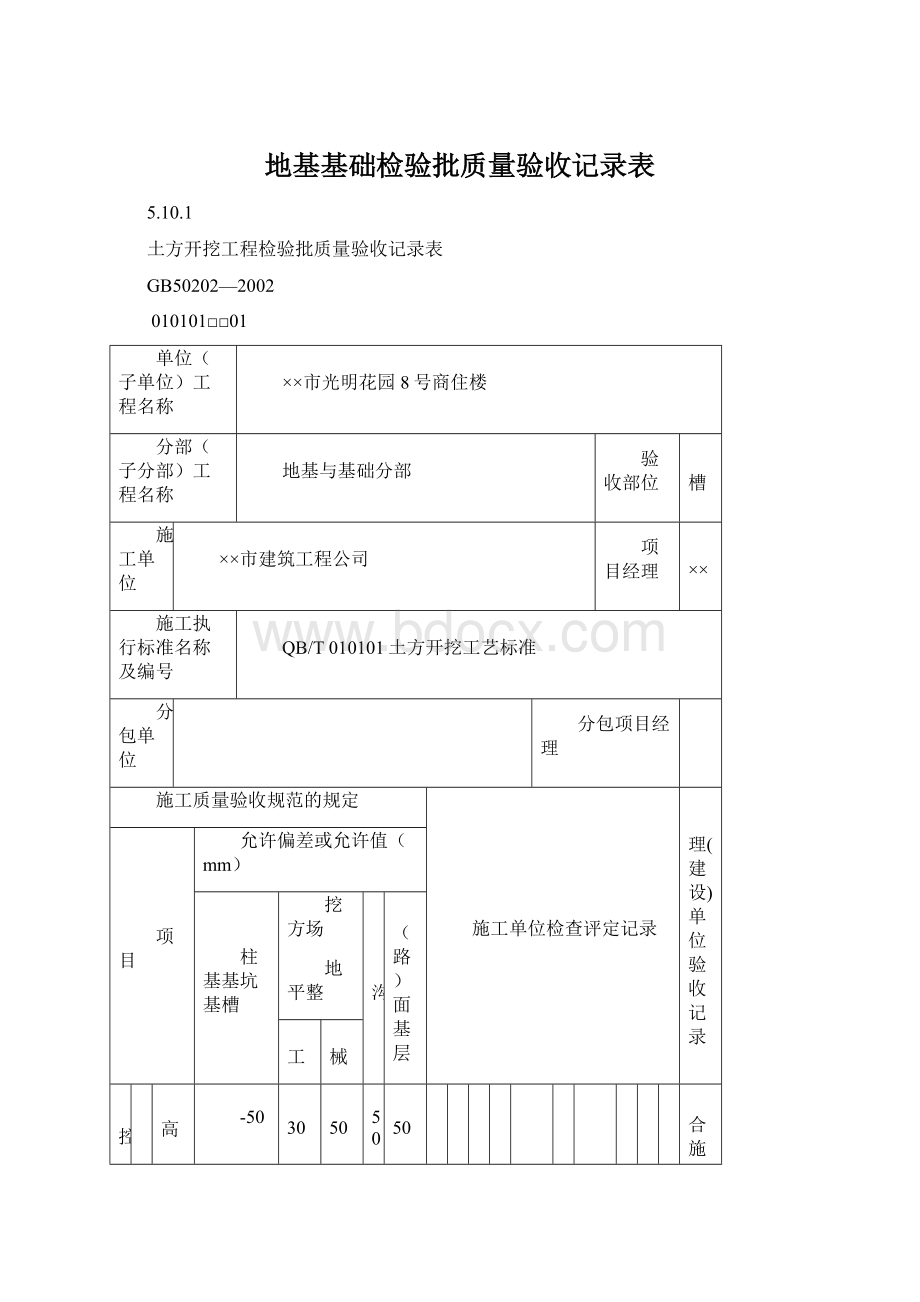 地基基础检验批质量验收记录表.docx_第1页