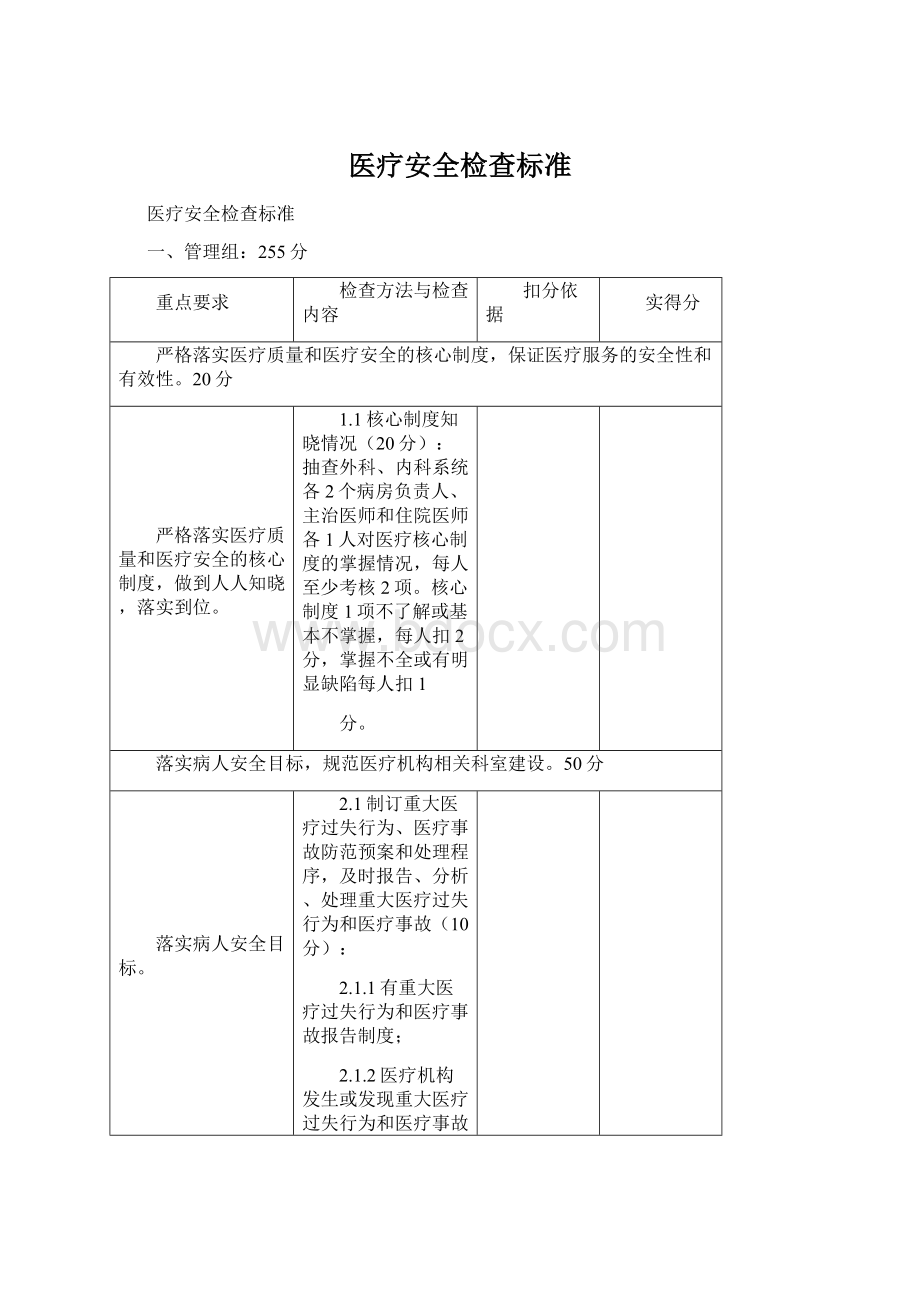 医疗安全检查标准.docx_第1页