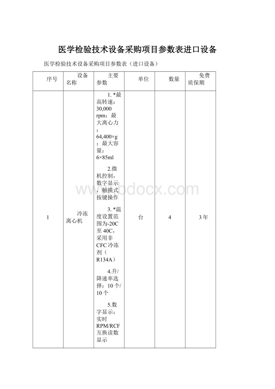 医学检验技术设备采购项目参数表进口设备.docx_第1页