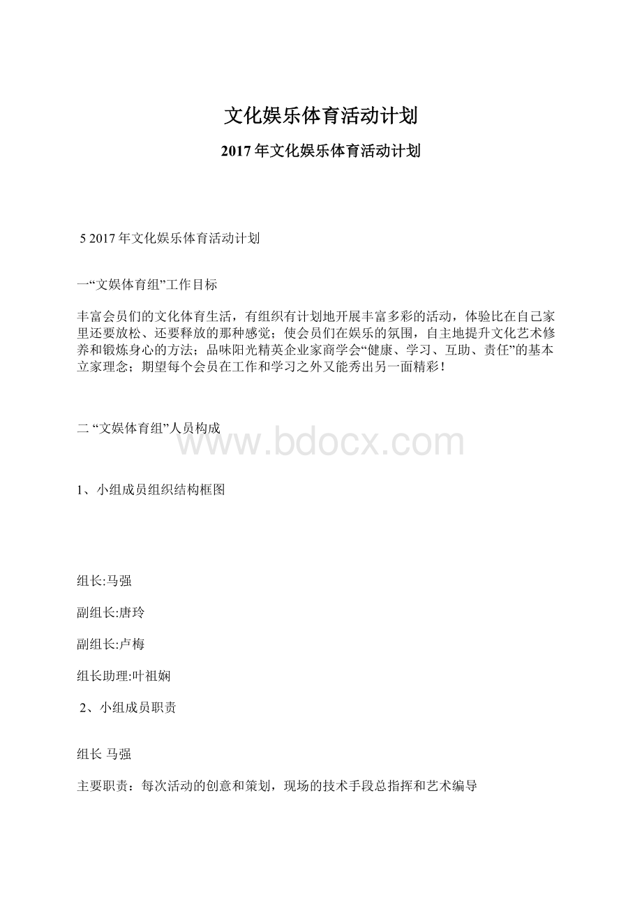 文化娱乐体育活动计划.docx