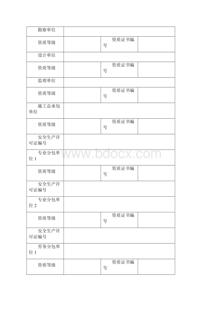 最新建筑工程安全监督备案表模板安全生产必备文书Word格式文档下载.docx_第2页