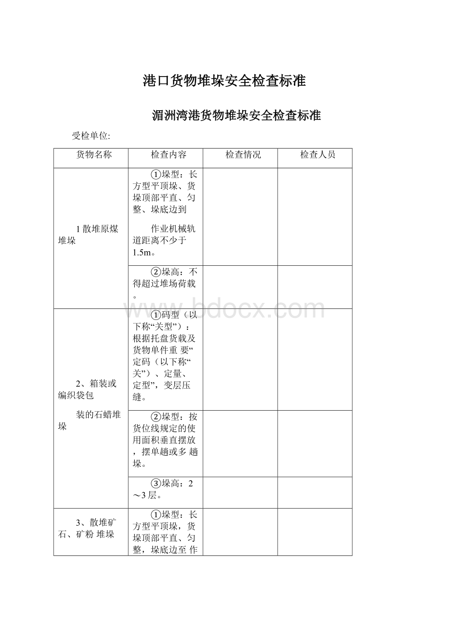 港口货物堆垛安全检查标准.docx_第1页