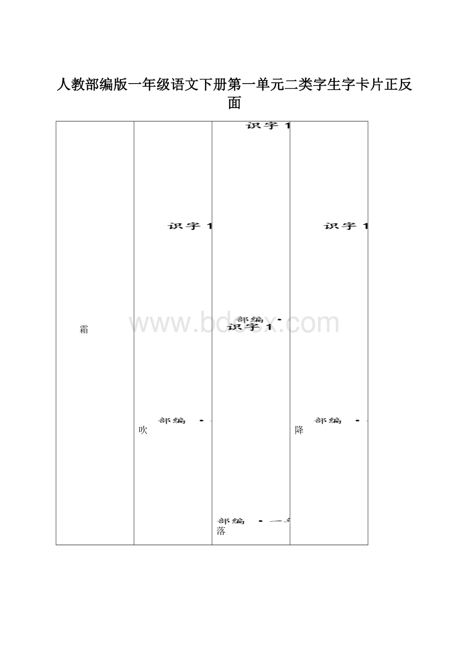 人教部编版一年级语文下册第一单元二类字生字卡片正反面.docx_第1页