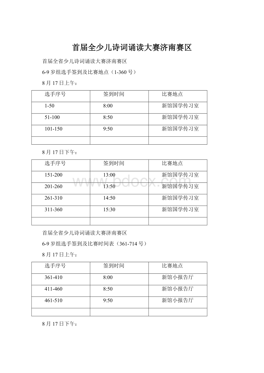 首届全少儿诗词诵读大赛济南赛区Word格式.docx