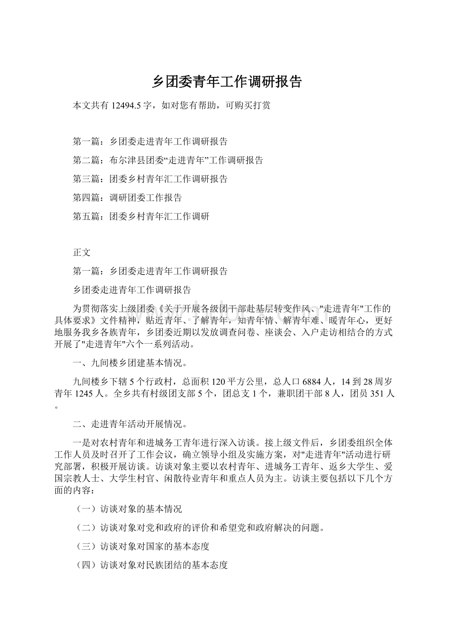 乡团委青年工作调研报告.docx