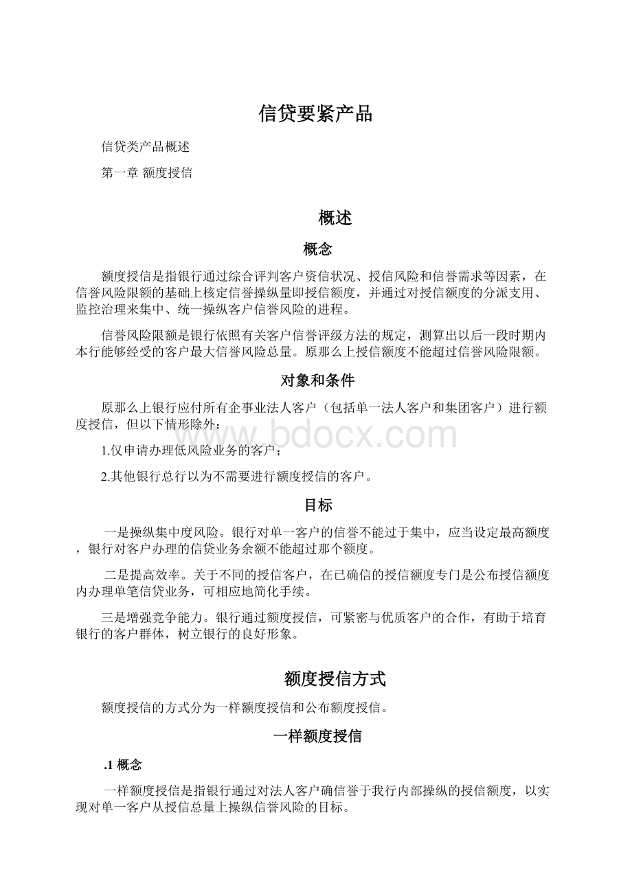 信贷要紧产品Word文档格式.docx