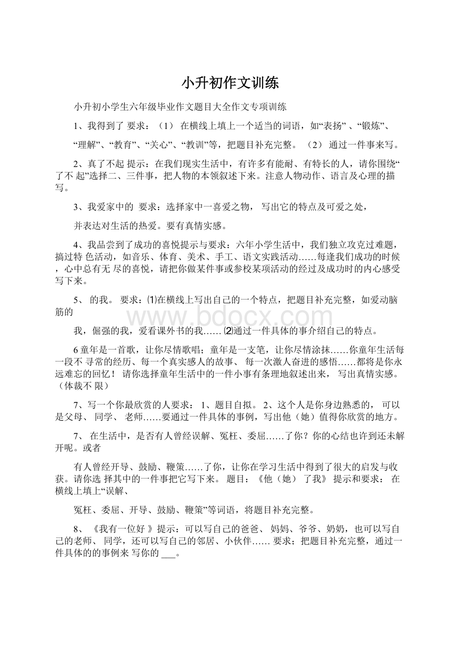 小升初作文训练Word格式文档下载.docx