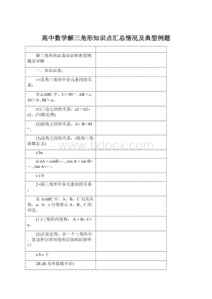 高中数学解三角形知识点汇总情况及典型例题.docx