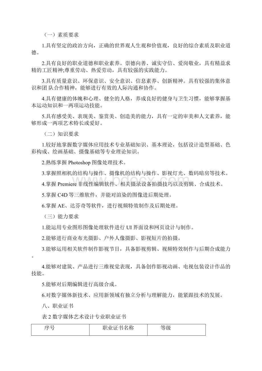 数字媒体艺术设计专业人才培养方案Word格式文档下载.docx_第2页