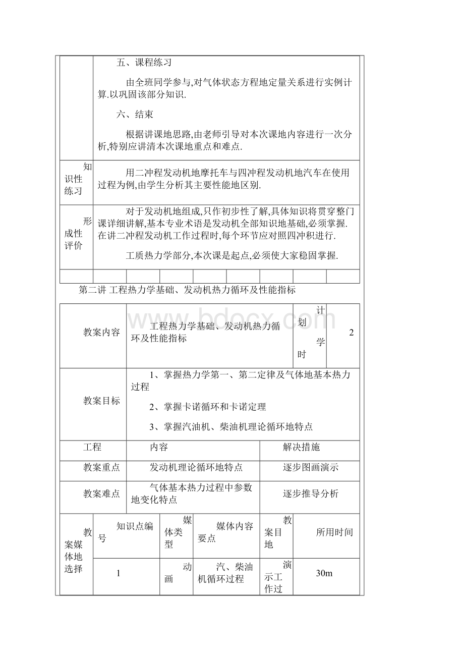 汽车发动机构造及检修教案一单元发动机工作原理Word文档下载推荐.docx_第3页