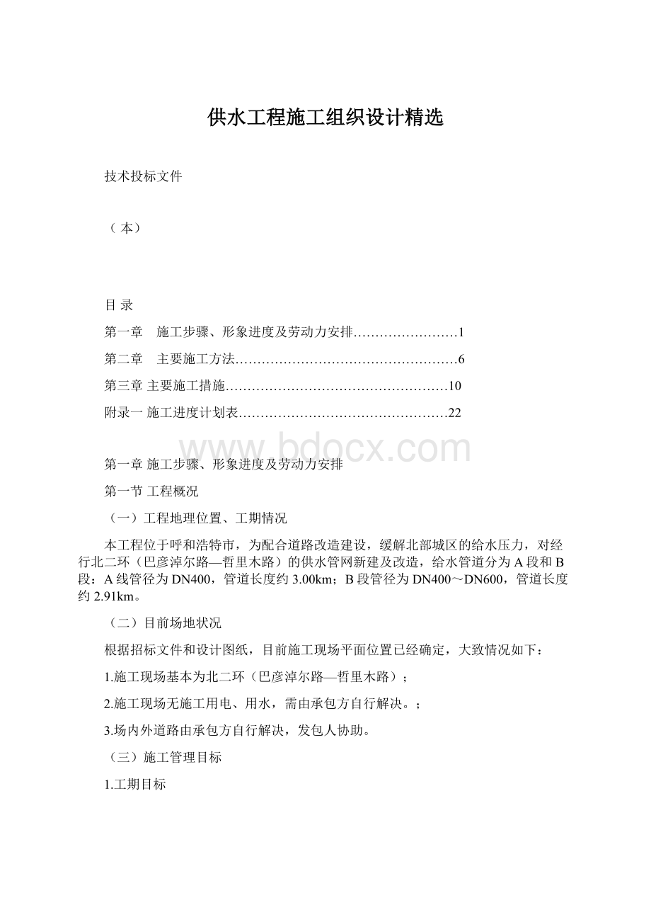 供水工程施工组织设计精选文档格式.docx_第1页