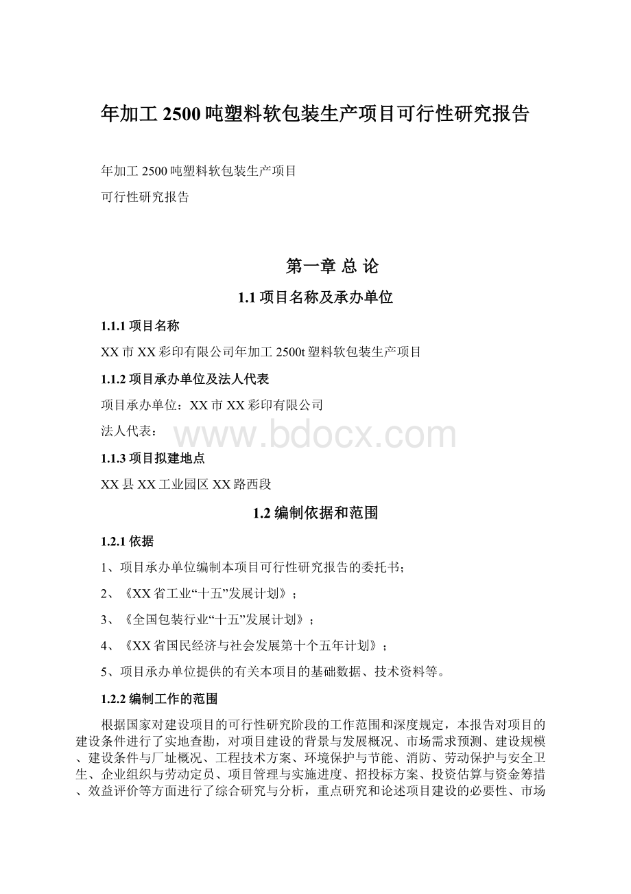 年加工2500吨塑料软包装生产项目可行性研究报告.docx