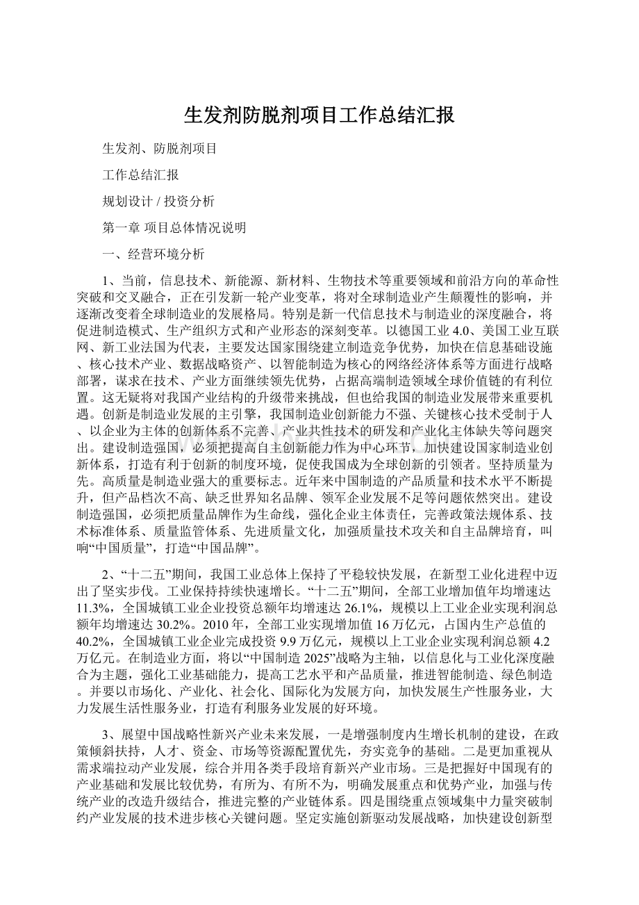 生发剂防脱剂项目工作总结汇报Word下载.docx