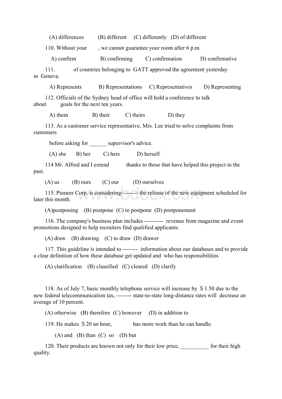 Toeic模拟题及解答Word下载.docx_第2页