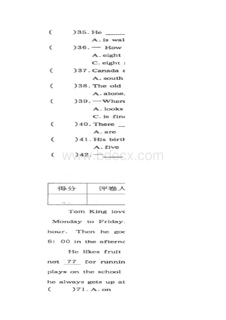 七年级英语上学期期末考试试题扫描版 人教新目标版Word文件下载.docx_第3页