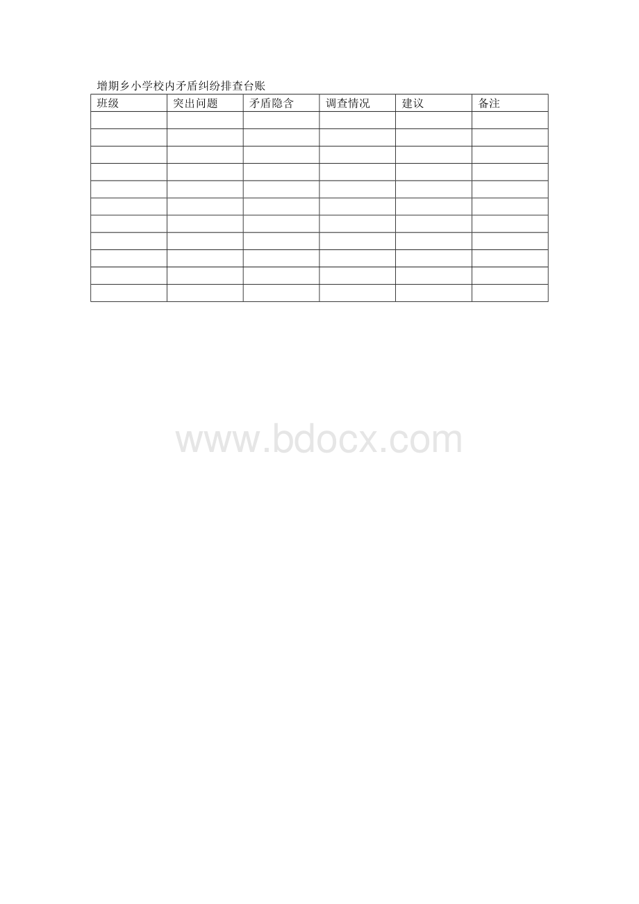 增期乡小学校内矛盾纠纷排查台账Word格式文档下载.doc