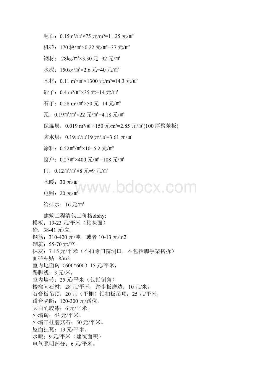 建筑材料每平方米用量及费用.docx_第2页