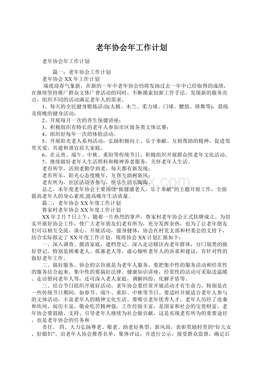 老年协会年工作计划文档格式.docx_第1页