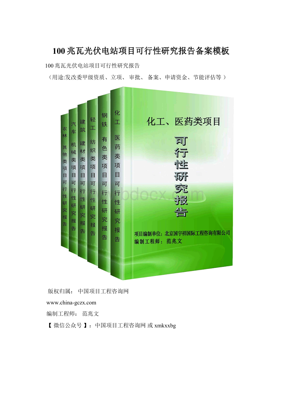 100兆瓦光伏电站项目可行性研究报告备案模板Word文档格式.docx_第1页