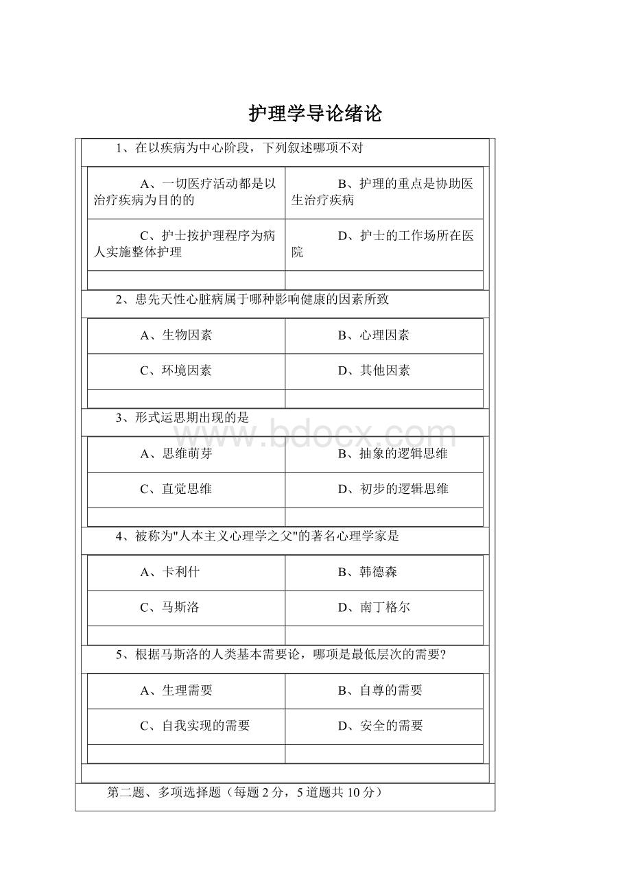 护理学导论绪论Word格式文档下载.docx_第1页