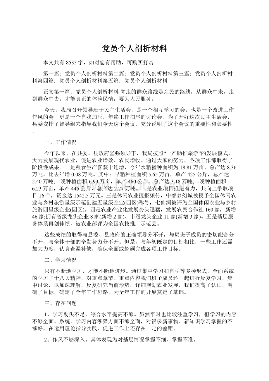 党员个人剖析材料Word格式文档下载.docx_第1页