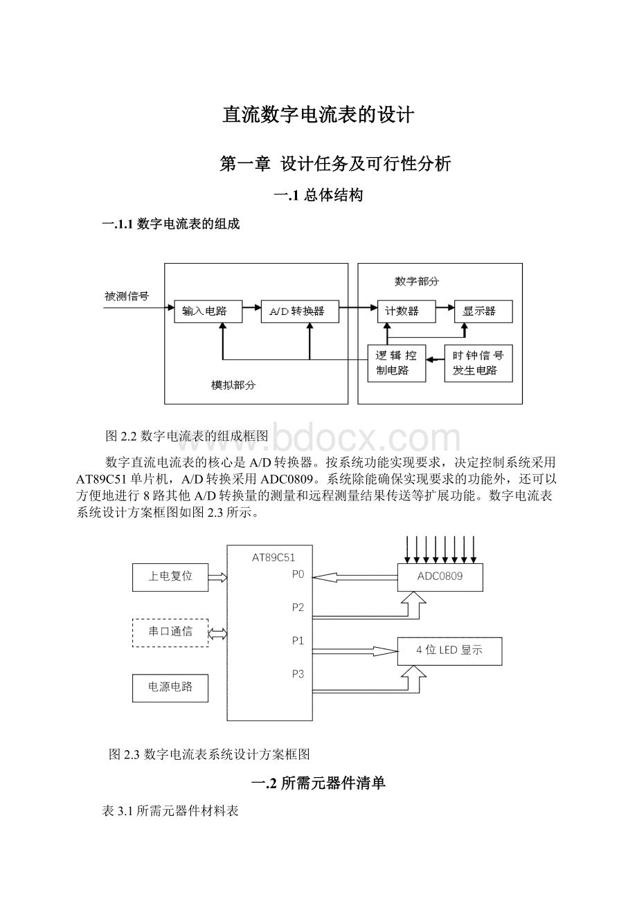 直流数字电流表的设计Word格式.docx