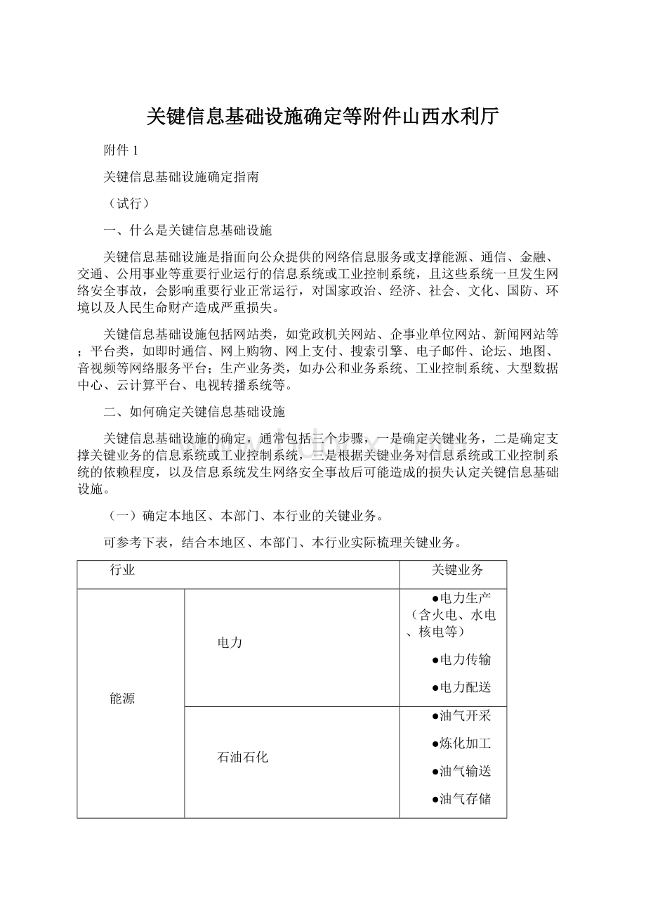 关键信息基础设施确定等附件山西水利厅Word文件下载.docx_第1页