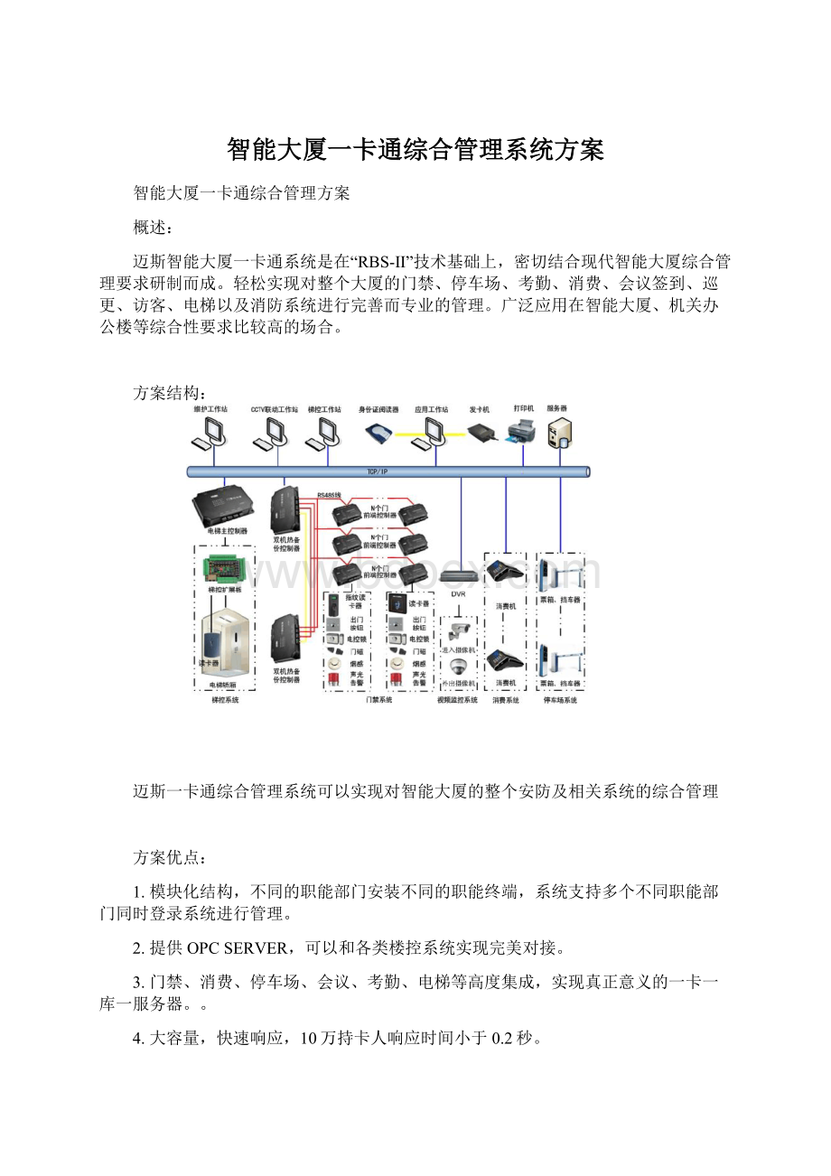 智能大厦一卡通综合管理系统方案Word文档格式.docx_第1页