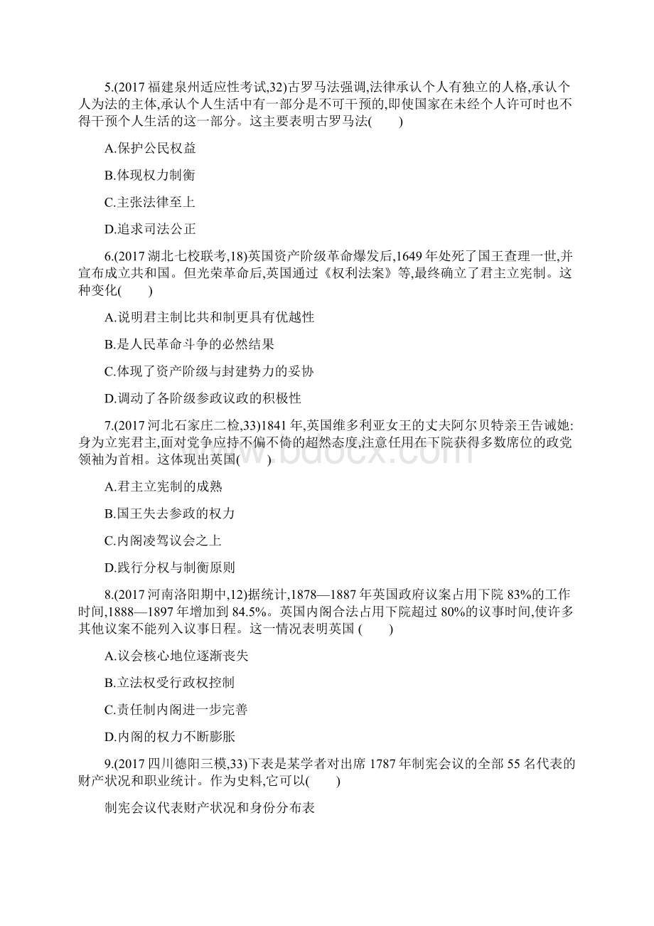 高考总复习优化设计1轮历史人教单元质检二 西方的政治制度附答案 1Word格式.docx_第2页