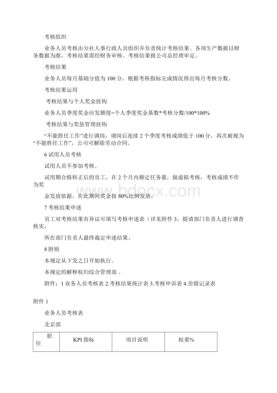 旅行社绩效考核管理规定及考核细则含考核表Word文档格式.docx_第2页