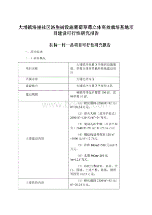 大埔镇洛崖社区洛崖街设施葡萄草莓立体高效栽培基地项目建设可行性研究报告Word文件下载.docx