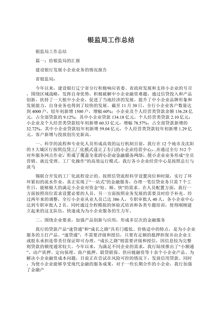 银监局工作总结Word格式文档下载.docx