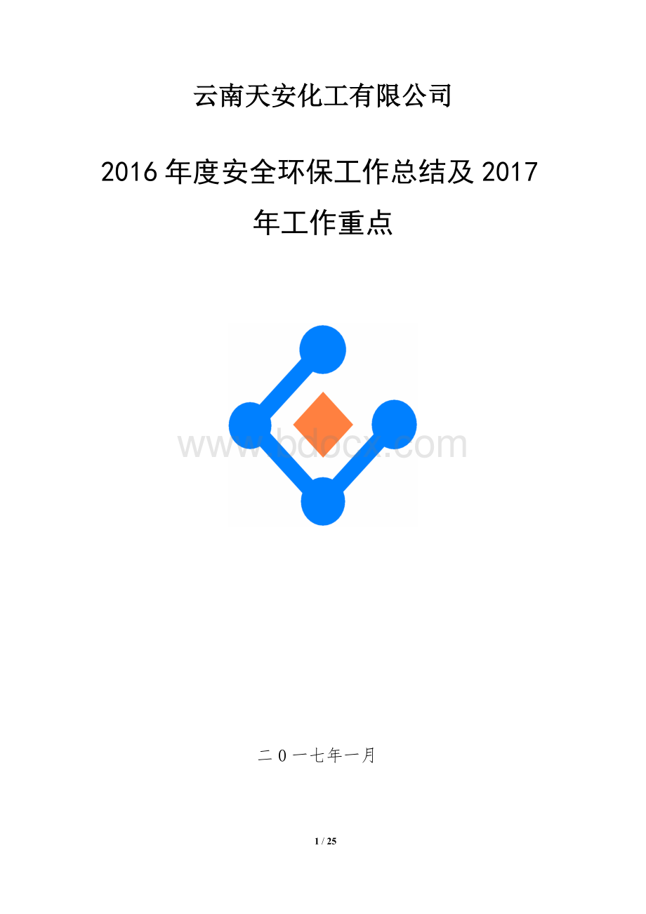 XX化工有限公司2016年年度安全环保工作总结及2017年工作重点R.docx