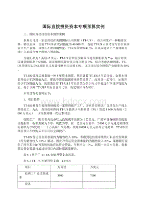 国际直接投资资本专项预算实例.docx