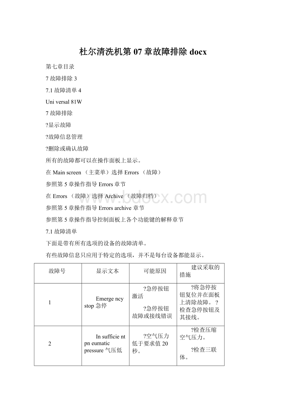 杜尔清洗机第07章故障排除docxWord文档下载推荐.docx