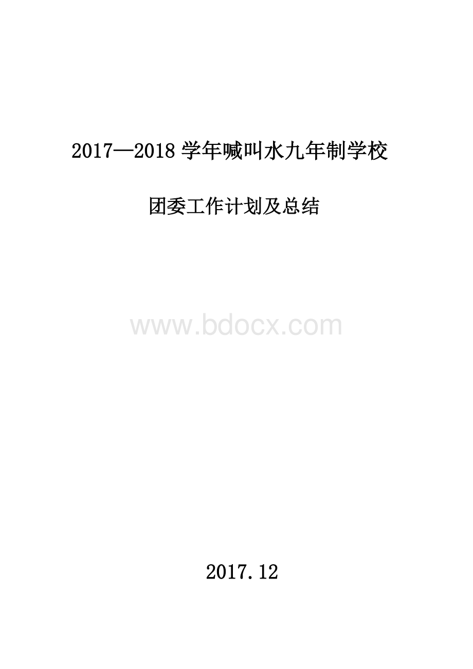 团委工作计划及总结Word格式.docx