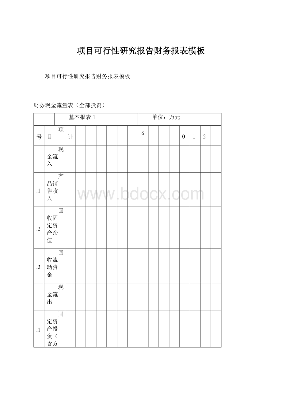 项目可行性研究报告财务报表模板.docx