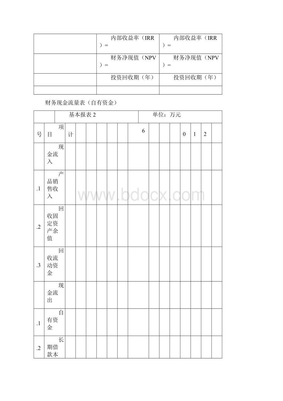 项目可行性研究报告财务报表模板Word文档格式.docx_第3页