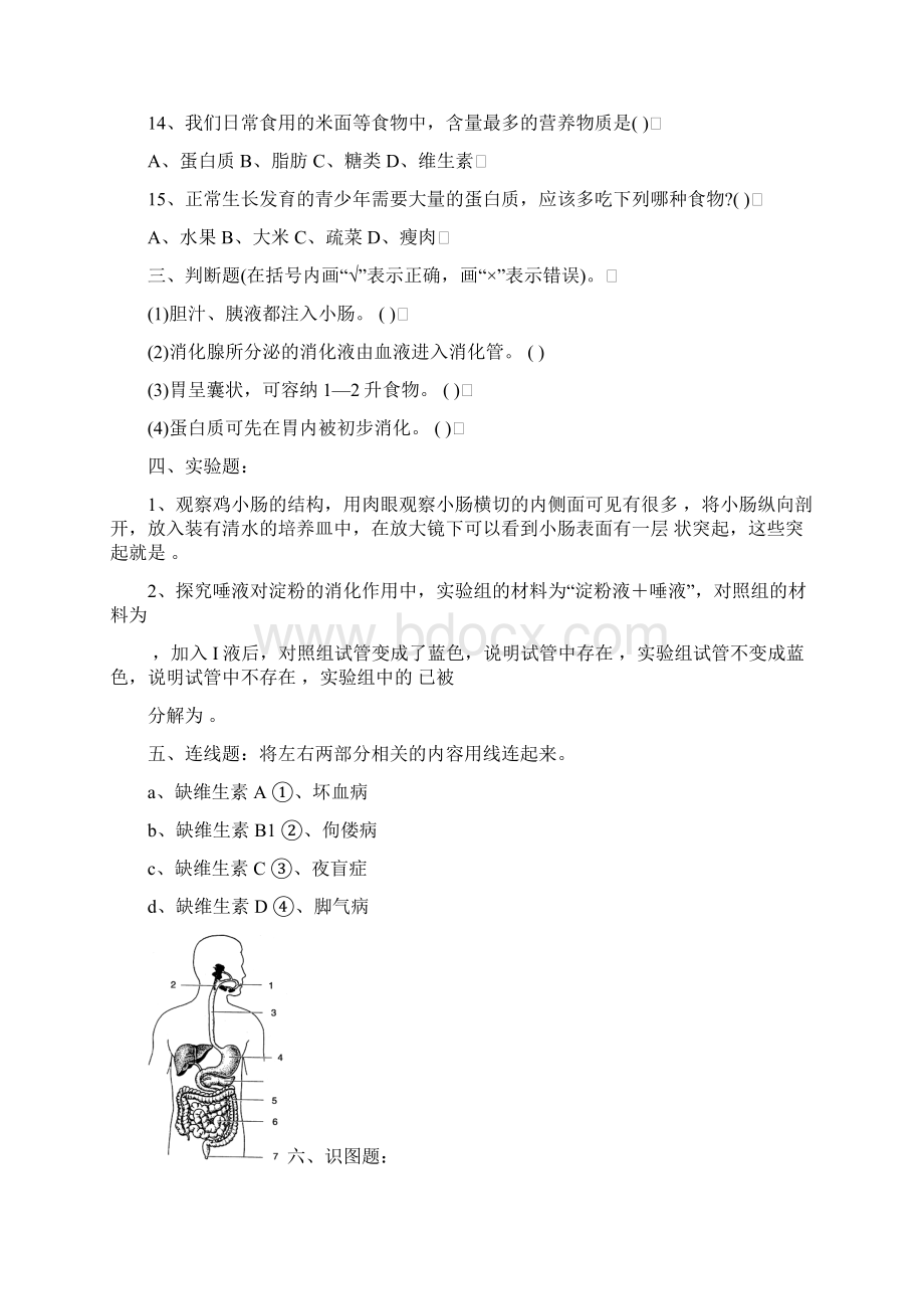 北师大版七年级下册生物全套试.docx_第3页