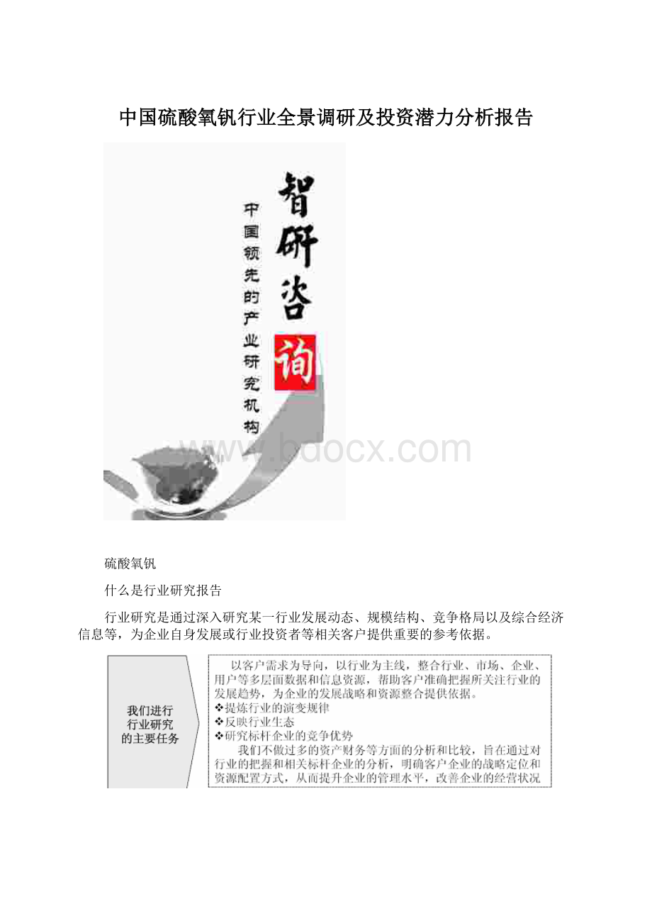 中国硫酸氧钒行业全景调研及投资潜力分析报告.docx_第1页
