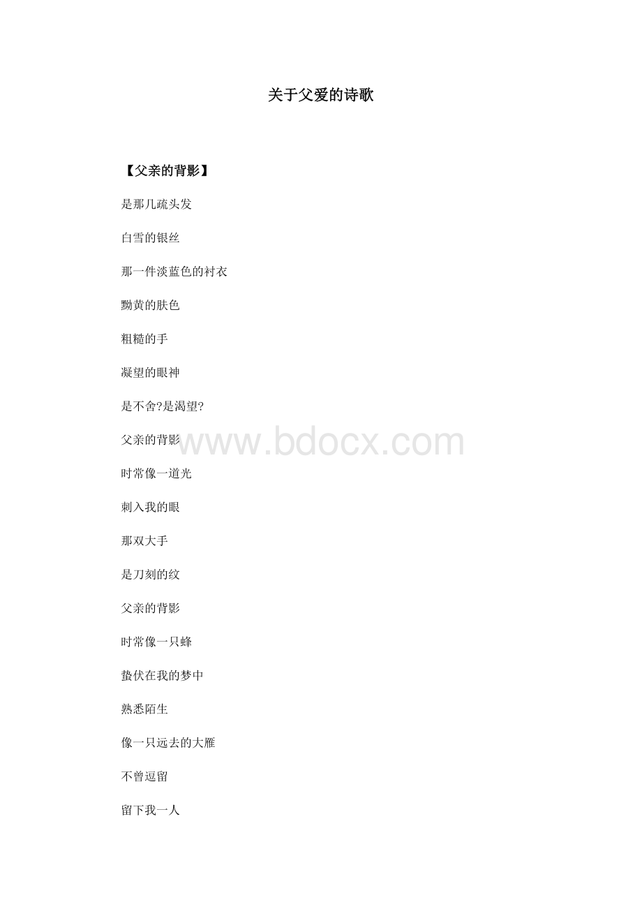 关于父爱的诗歌Word格式.doc