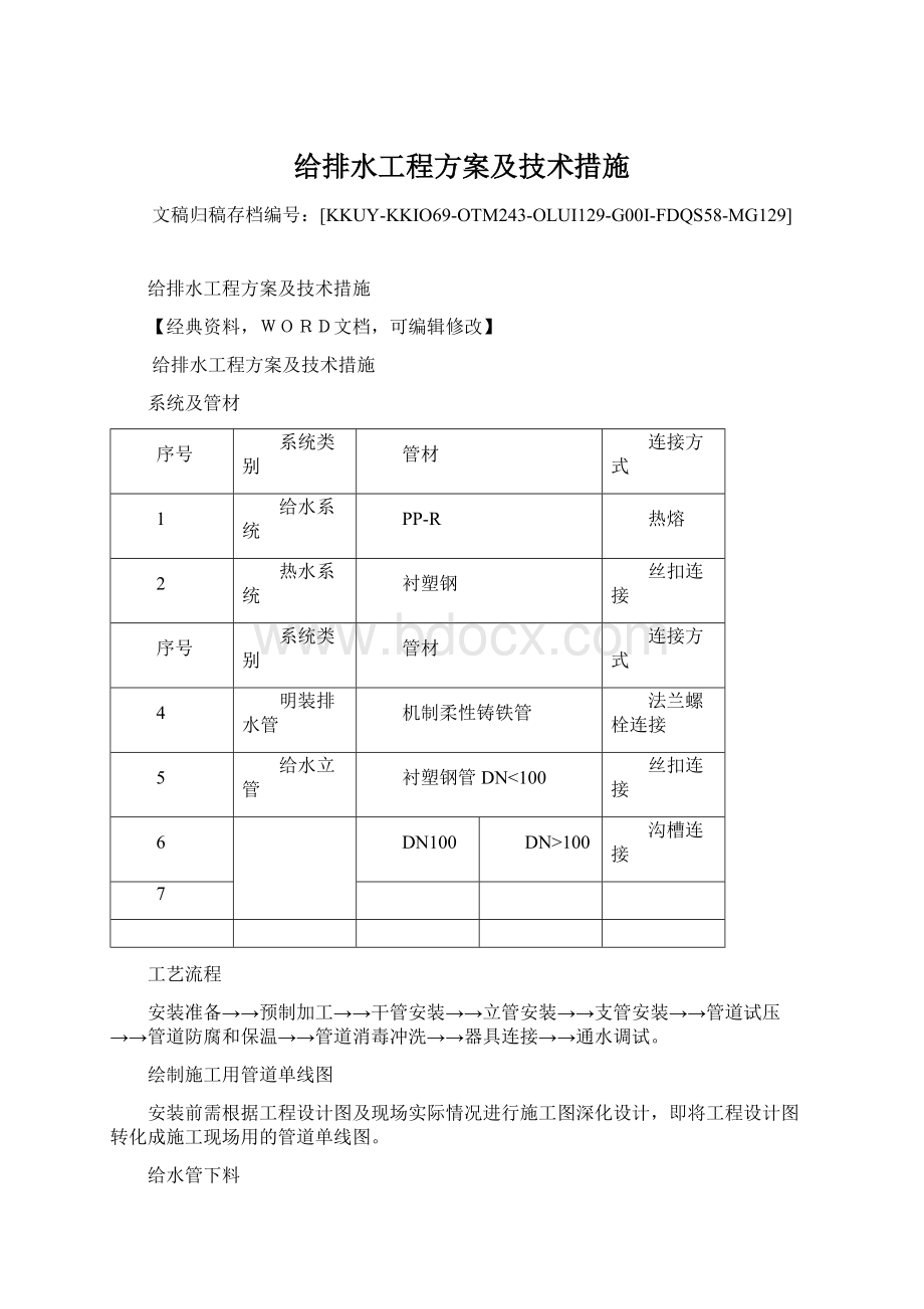 给排水工程方案及技术措施.docx