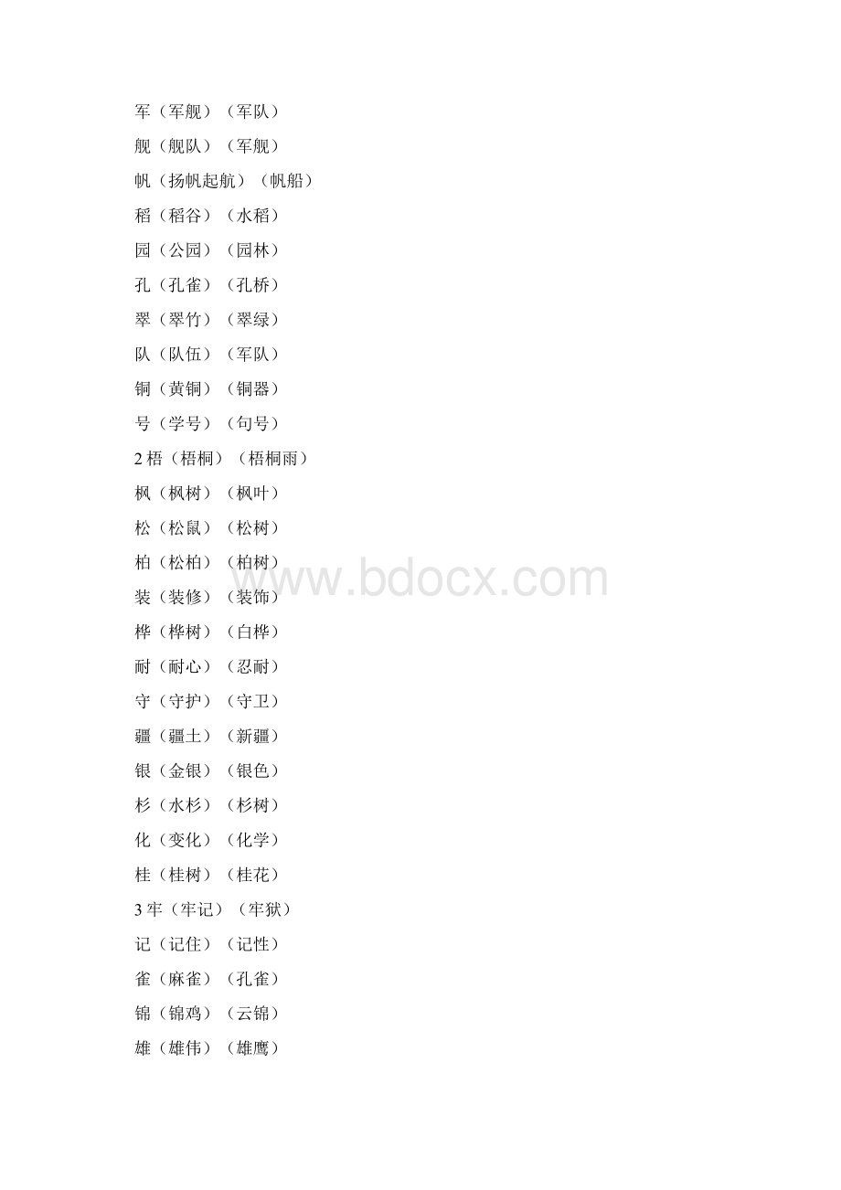 部编本人教版二年级语文上册二年级上册语文生字组词Word文档下载推荐.docx_第3页