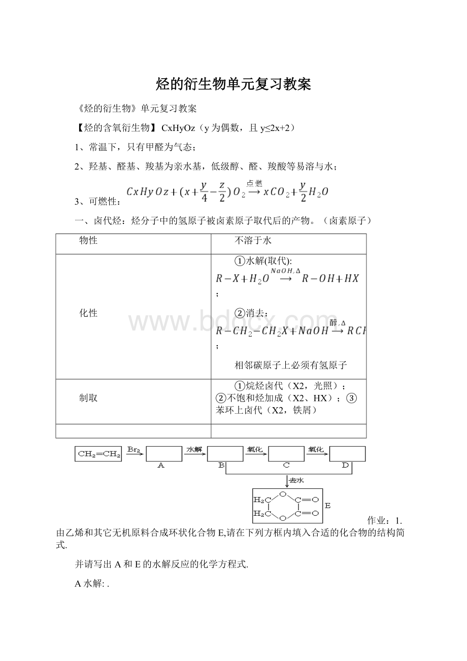 烃的衍生物单元复习教案.docx_第1页