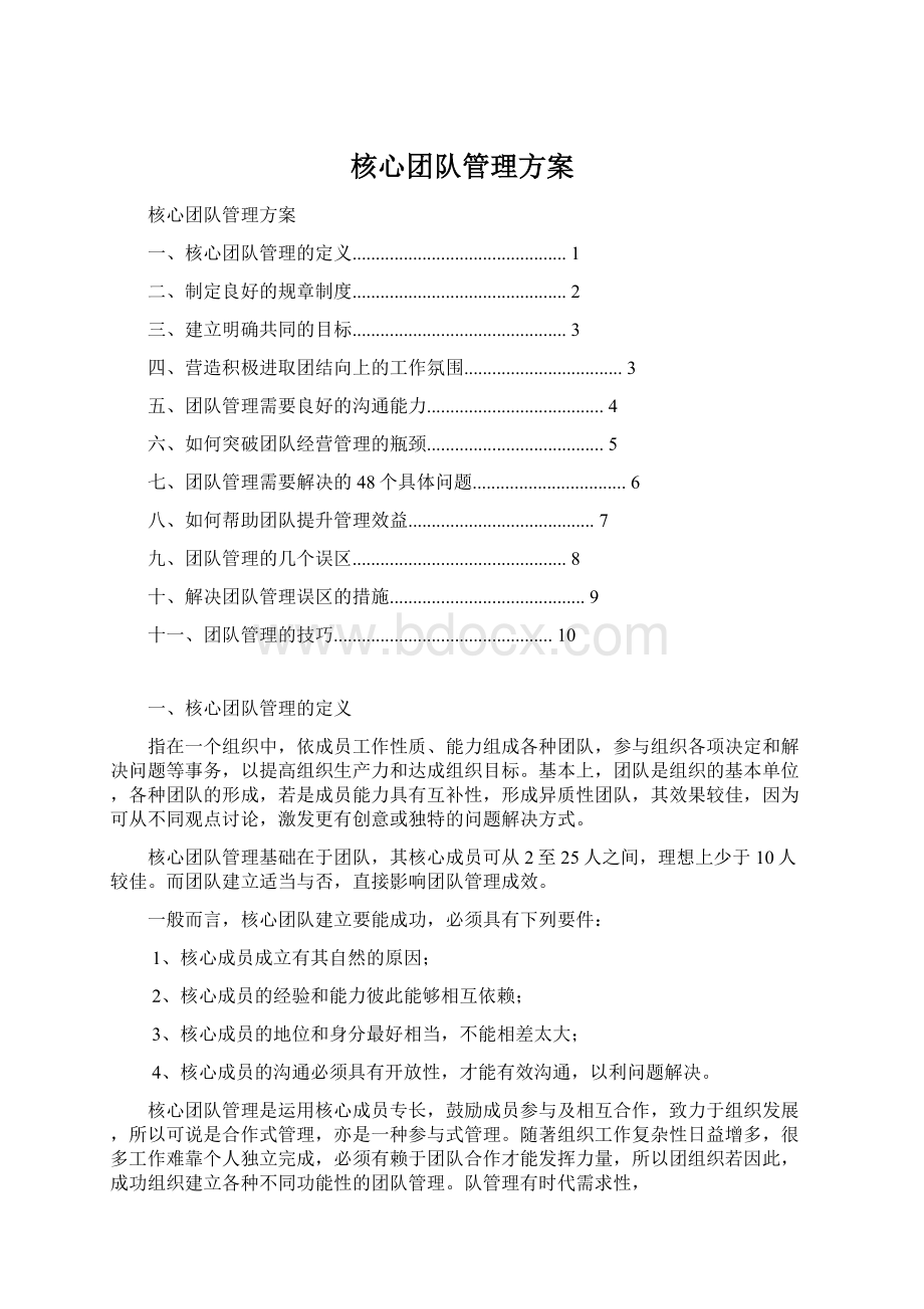 核心团队管理方案Word格式.docx